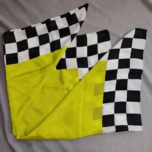 ECHO Scarf Womens Lime Green Check Square Silk-Like Lightweight Bordered Retro